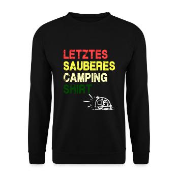 Letztes sauberes Camping Shirt - Unisex Pullover - Schwarz - Vorne - Alina (178cm) & Michal (187cm)