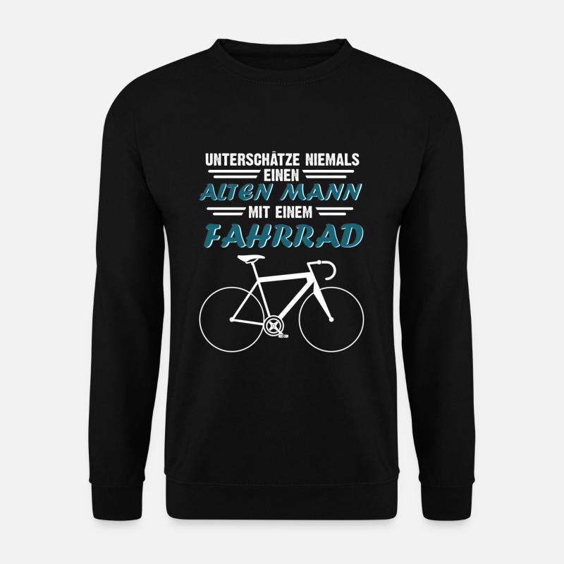 Unterschätze niemals einen alten Mann mit Fahrrad - Unisex Pullover - Schwarz
