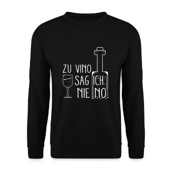 Zu vino sag ich nie no - Unisex Pullover - Schwarz - Vorne - Alina (178cm) & Michal (187cm)