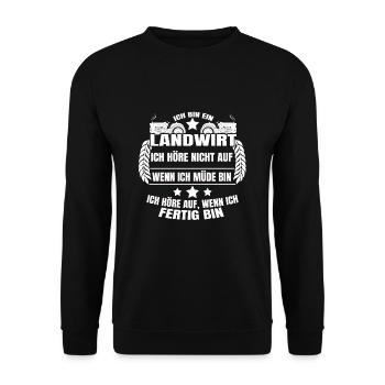 Ich bin Landwirt Ich höre auf wenn ich fertig bin - Unisex Pullover - Schwarz - Vorne - Alina (178cm) & Michal (187cm)