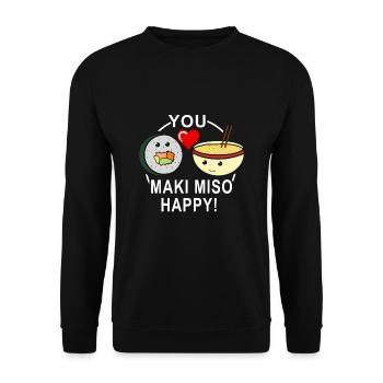 You Maki Miso Happy - Unisex Sweatshirt - black - Front - Alina (178cm) & Michal (187cm)
