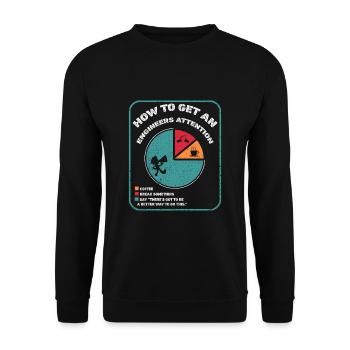 How To Get An Engineers Attention - Unisex Pullover - Schwarz - Vorne - Alina (178cm) & Michal (187cm)