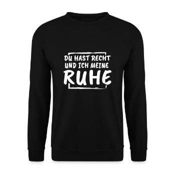 Du Hast Recht Und Ich Meine Ruhe - Unisex Pullover - Schwarz - Vorne - Alina (178cm) & Michal (187cm)