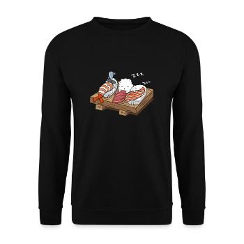 Sleeping sushi | Sleeping sushi | Japan kawaii - Unisex Sweatshirt - black - Front - Alina (178cm) & Michal (187cm)