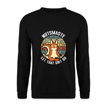 Nutsmaste Let That Shit Go Yoga Squirrel Namaste - Unisex Sweatshirt - black - Front - Alina (178cm) & Michal (187cm)