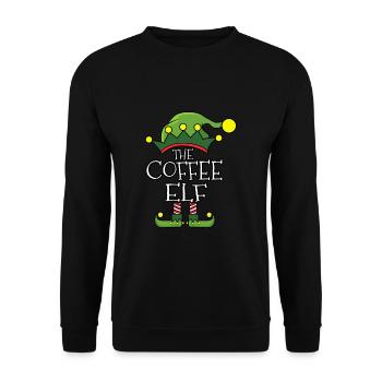 The Coffee Drinking Elf Christmas 2020 Christmas - Unisex Sweatshirt - black - Front - Alina (178cm) & Michal (187cm)