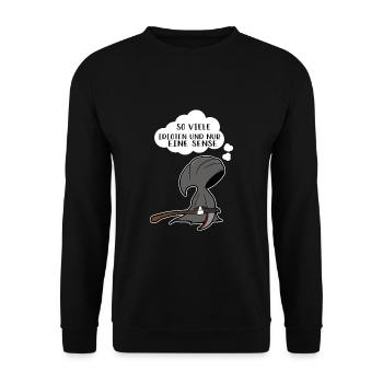 So viele Idioten und nur eine Sense - Unisex Pullover - Schwarz - Vorne - Alina (178cm) & Michal (187cm)
