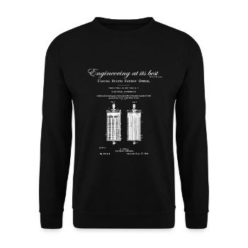 Nikola Tesla Brevet de 1896/ CONDENSATEUR ÉLECTRIQUE - Sweat-shirt Unisexe - noir - Devant - Alina (178cm) & Michal (187cm)