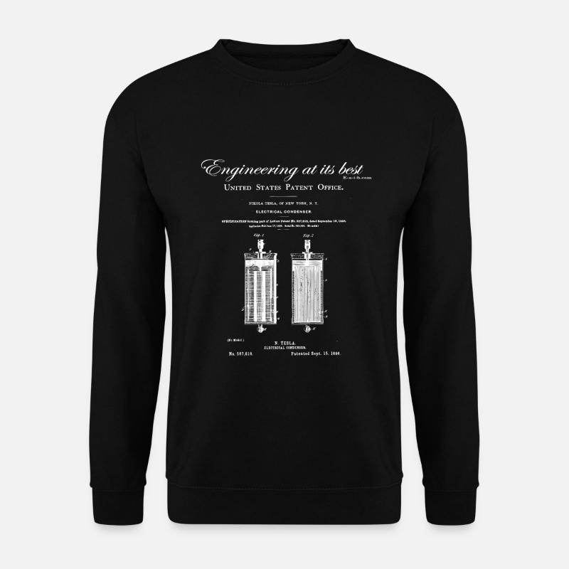 Nikola Tesla Patent von 1896/ ELECTRICAL CONDENSER - Unisex Pullover - Schwarz