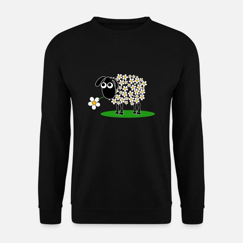 Süßes Schaf mit Blume - Unisex Pullover - Schwarz