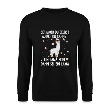 Sei Immer Du Selbst Außer Du Kannst Ein Lama Sein - Unisex Pullover - Schwarz - Vorne - Alina (178cm) & Michal (187cm)