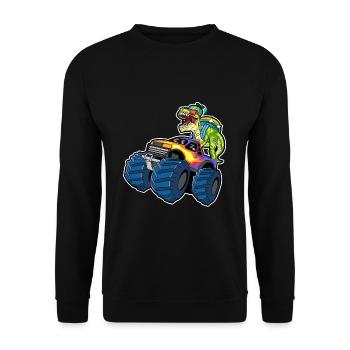 Im Ready To Crush Kindergarten Monster Truck Dino - Unisex Pullover - Schwarz - Vorne - Alina (178cm) & Michal (187cm)