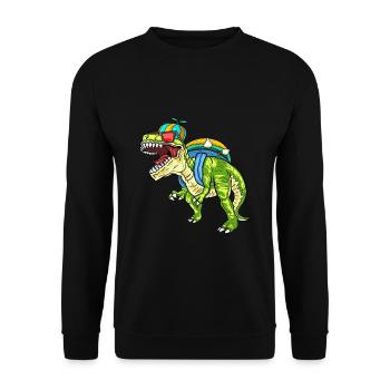 Kindergarten Boss Dino Dinosaurier Jungen Schule - Unisex Pullover - Schwarz - Vorne - Alina (178cm) & Michal (187cm)