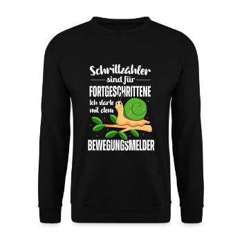 Schrittzähler sind für Fortgeschritten Schnecken - Unisex Pullover - Schwarz - Vorne - Alina (178cm) & Michal (187cm)