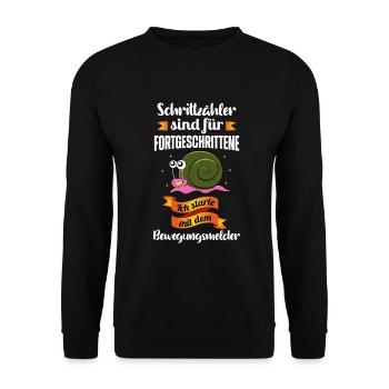 Schrittzähler sind für Fortgeschritten Schnecken - Unisex Pullover - Schwarz - Vorne - Alina (178cm) & Michal (187cm)
