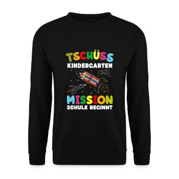 Tschüss Kindergarten Mission Schule Beginnt - Unisex Pullover - Schwarz - Vorne - Alina (178cm) & Michal (187cm)
