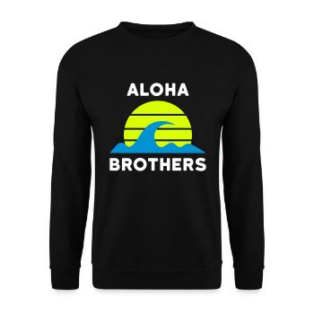 Aloha brothers (Sonne mit Linien, Wellen) - Unisex Pullover - Schwarz - Vorne - Alina (178cm) & Michal (187cm)