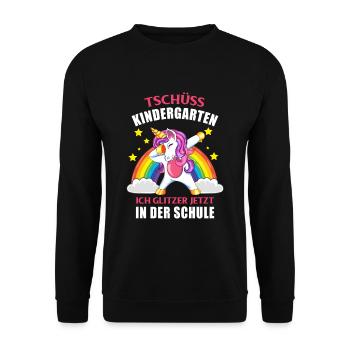 Tschüss Kindergarten Ich Glitzer in der Schule - Unisex Pullover - Schwarz - Vorne - Alina (178cm) & Michal (187cm)