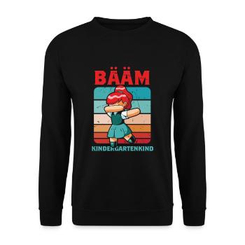 Bääm Kindergartenkind Kindergarten Mädchen - Unisex Pullover - Schwarz - Vorne - Alina (178cm) & Michal (187cm)