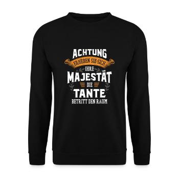 Die Majestät die Tante betritt den Raum Tanten - Unisex Pullover - Schwarz - Vorne - Alina (178cm) & Michal (187cm)