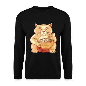 Sumo Cat EatsOuilles Rakmen - Sweat-shirt Unisexe - noir - Devant - Alina (178cm) & Michal (187cm)
