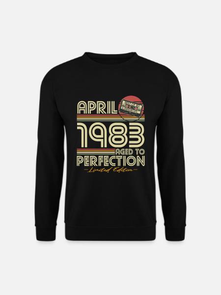 April 1983 Jahrgang Geburtstag Vintage Retro - Unisex Pullover - Schwarz