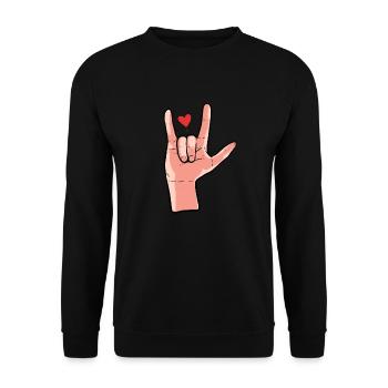 Langue des signes Langue des signes Langue des signes - Sweat-shirt Unisexe - noir - Devant - Alina (178cm) & Michal (187cm)