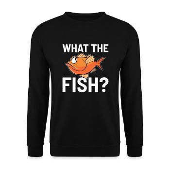 What The Fish Anglerspruch Raubfisch Angler Hobby - Unisex Pullover - Schwarz - Vorne - Alina (178cm) & Michal (187cm)