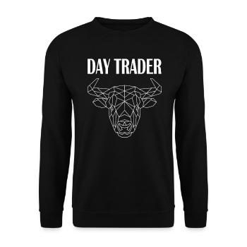 Stock market share day trader with bull head - Unisex Sweatshirt - black - Front - Alina (178cm) & Michal (187cm)