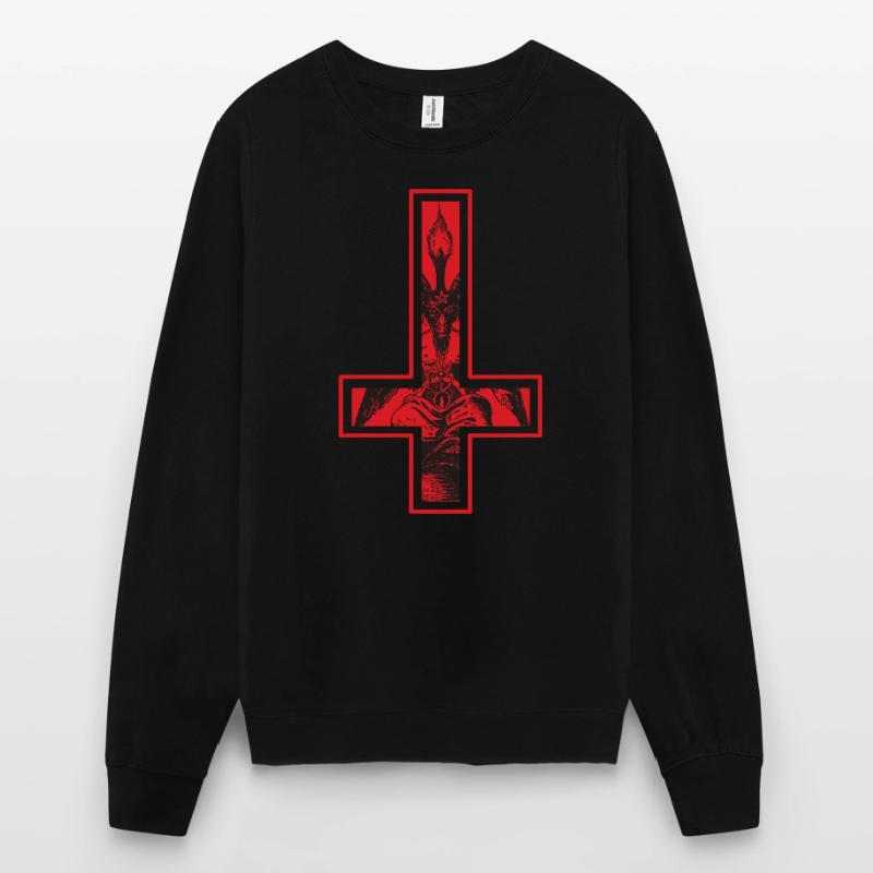 Satan devil cross upside down Baphomet inside Unisex Sweatshirt
