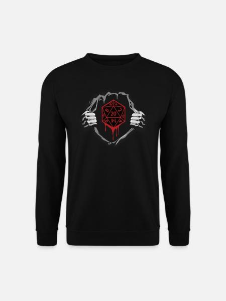 Rollenspiel RPG Würfel D20 W20 in der Brust - Unisex Pullover - Schwarz