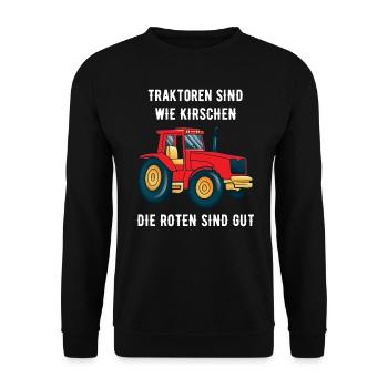 Traktoren sind wie Kirschen Traktor Bauer Landwirt - Unisex Pullover - Schwarz - Vorne - Alina (178cm) & Michal (187cm)