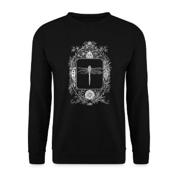 Occult goth gothic wiccan mirror with dragonfly - Unisex Sweatshirt - black - Front - Alina (178cm) & Michal (187cm)