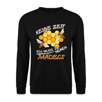 Imker Imkerei Keine Zeit ich muss zu meinen Mädels - Unisex Pullover - Schwarz - Vorne - Alina (178cm) & Michal (187cm)