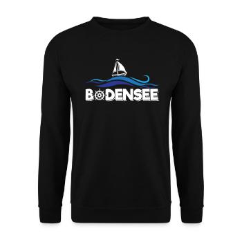 Bodensee Urlaub Segeln Segelschiff Segelboot - Unisex Pullover - Schwarz - Vorne - Alina (178cm) & Michal (187cm)