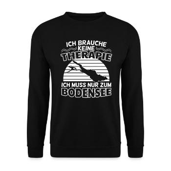 Ich muss nur zum Bodensee Urlaub See - Unisex Pullover - Schwarz - Vorne - Alina (178cm) & Michal (187cm)