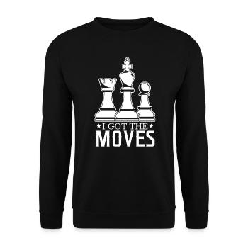 Échiquier d'échecs j'ai les coups - Sweat-shirt Unisexe - noir - Devant - Alina (178cm) & Michal (187cm)