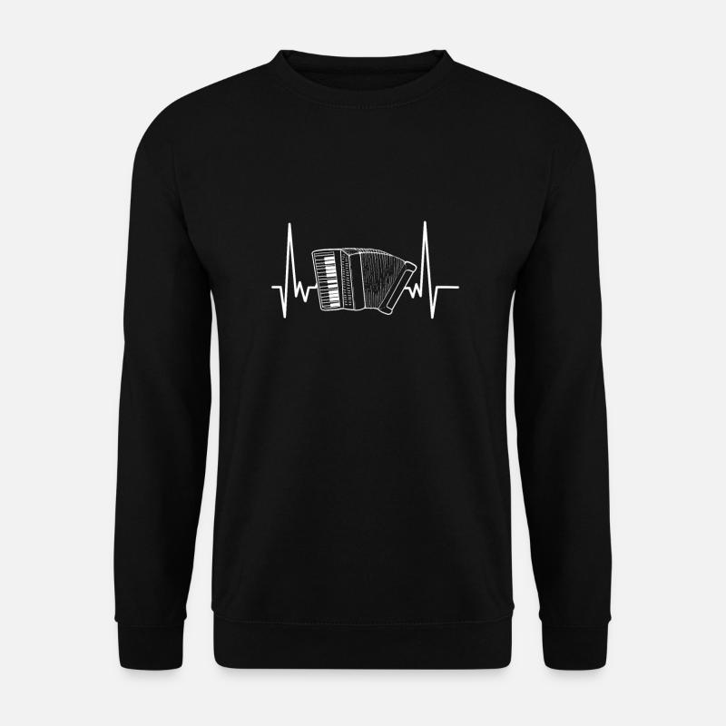 Akkordeon Herzschlag Ziehharmonika Geschenk Orgel - Unisex Pullover - Schwarz