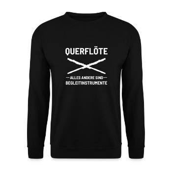 Transverse Flute Love Musician Music Teacher Gift - Unisex Sweatshirt - black - Front - Alina (178cm) & Michal (187cm)