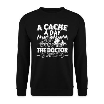 A Cach a Day Geochaching Geochache Geocache - Unisex Sweatshirt - black - Front - Alina (178cm) & Michal (187cm)
