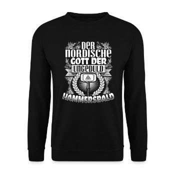Der nordische Gott der Ungeduld Wikinger runen - Unisex Pullover - Schwarz - Vorne - Alina (178cm) & Michal (187cm)