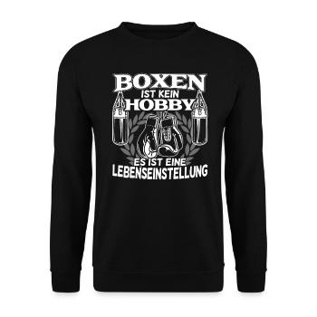 Boxer Boxkampf Boxen ist eine Lebenseinstellung - Unisex Pullover - Schwarz - Vorne - Alina (178cm) & Michal (187cm)