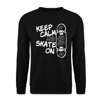 Skater Skateboard Skateboarder Keep calm and skate - Unisex Pullover - Schwarz - Vorne - Alina (178cm) & Michal (187cm)