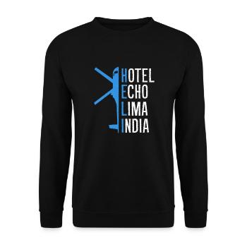 Alphabet Hubschrauber Pilot Helikopter Geschenk - Unisex Pullover - Schwarz - Vorne - Alina (178cm) & Michal (187cm)