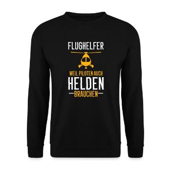 Flughelfer Hubschrauber Helikopter Flugbegleiter - Unisex Pullover - Schwarz - Vorne - Alina (178cm) & Michal (187cm)
