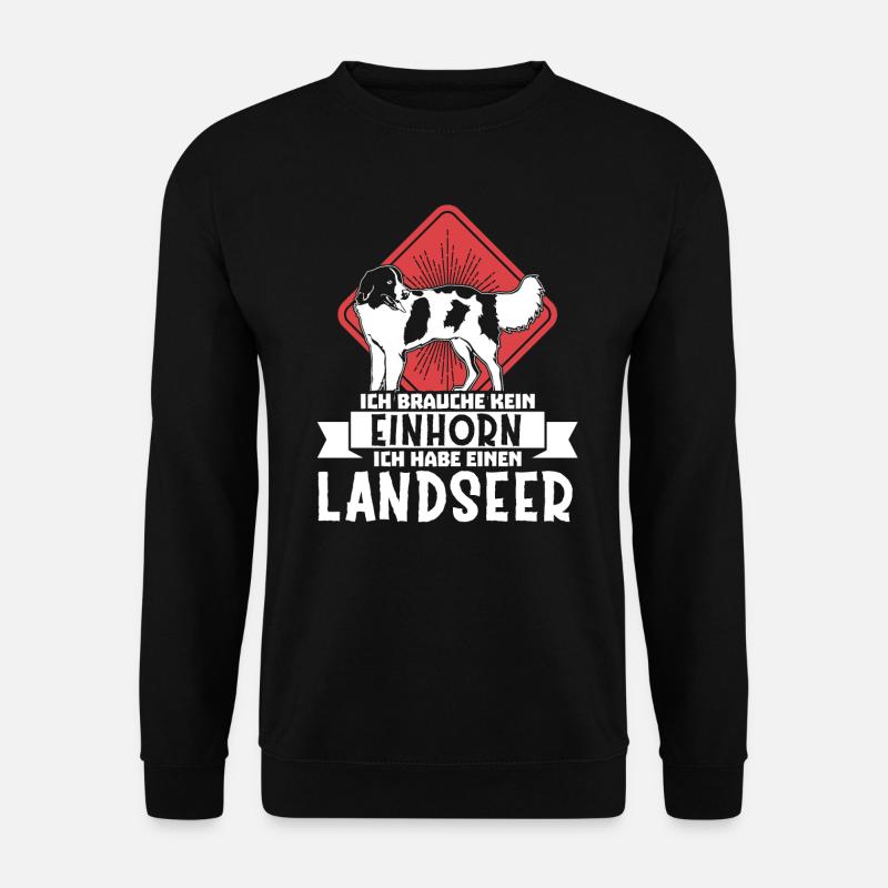 Einhorn Ich habe einen Landseer Hund Hundebesitzer - Unisex Pullover - Schwarz