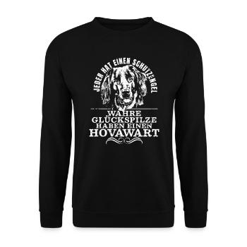 Glückspilze haben Hovawart Hund Hundebesitzer - Unisex Pullover - Schwarz - Vorne - Alina (178cm) & Michal (187cm)