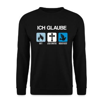 Jesus Christus Gott Heiliger Geist Christentum - Unisex Pullover - Schwarz - Vorne - Alina (178cm) & Michal (187cm)