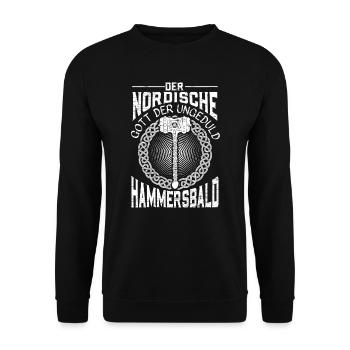 Nordmänner Nordische Gott der Ungeduld Hammersbald - Unisex Pullover - Schwarz - Vorne - Alina (178cm) & Michal (187cm)