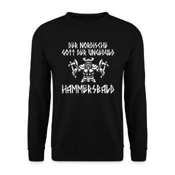 Germane Nordische Gott der Ungeduld Hammersbald - Unisex Pullover - Schwarz - Vorne - Alina (178cm) & Michal (187cm)